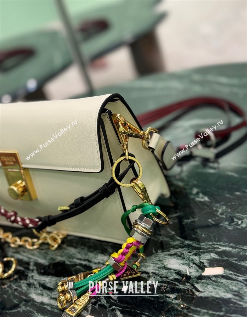 Prada Soft Sound small leather shoulder bag with charms White 2024 1BD379 (YZ-241213061)