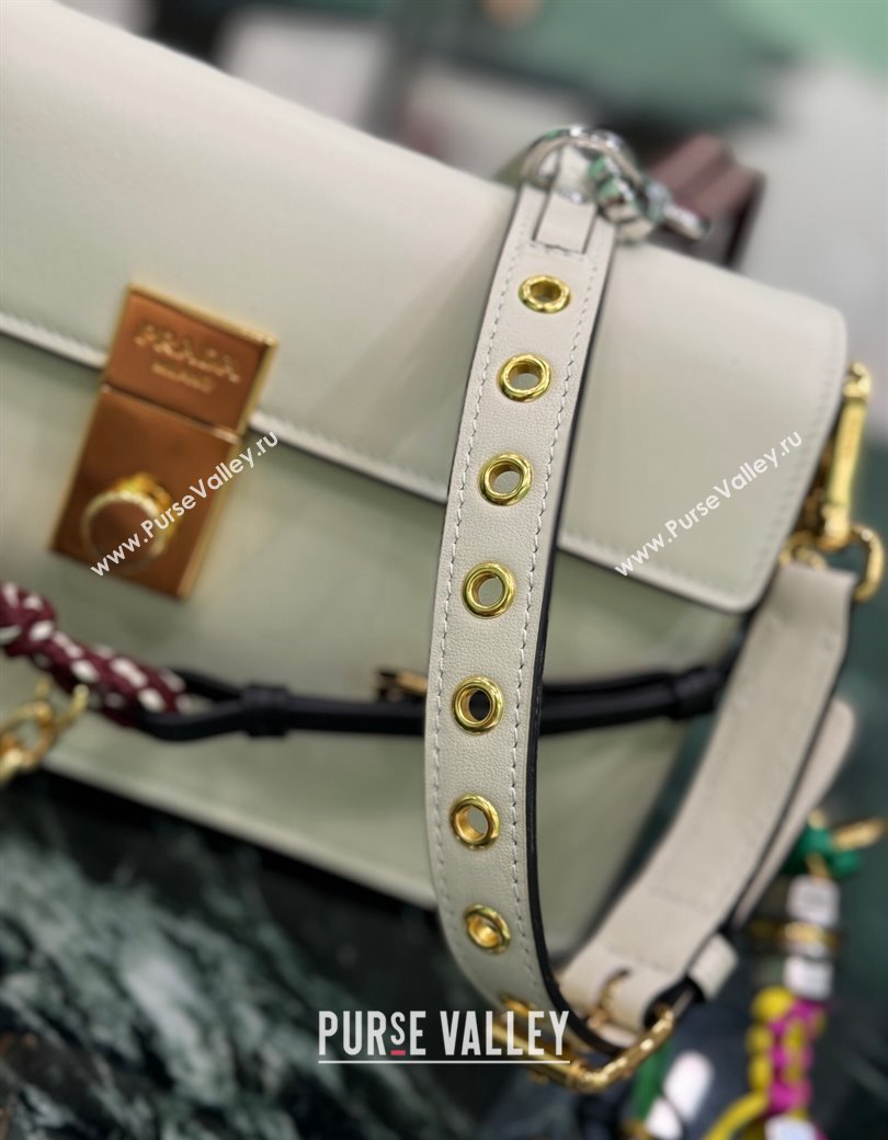 Prada Soft Sound small leather shoulder bag with charms White 2024 1BD379 (YZ-241213061)