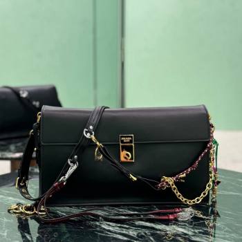 Prada Soft Sound large leather shoulder bag with charms Black 2024 1BD378 (YZ-241213062)