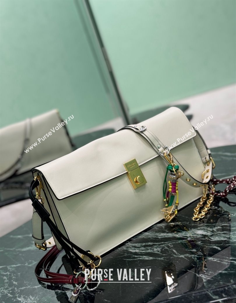 Prada Soft Sound large leather shoulder bag with charms White 2024 1BD378 (YZ-241213063)