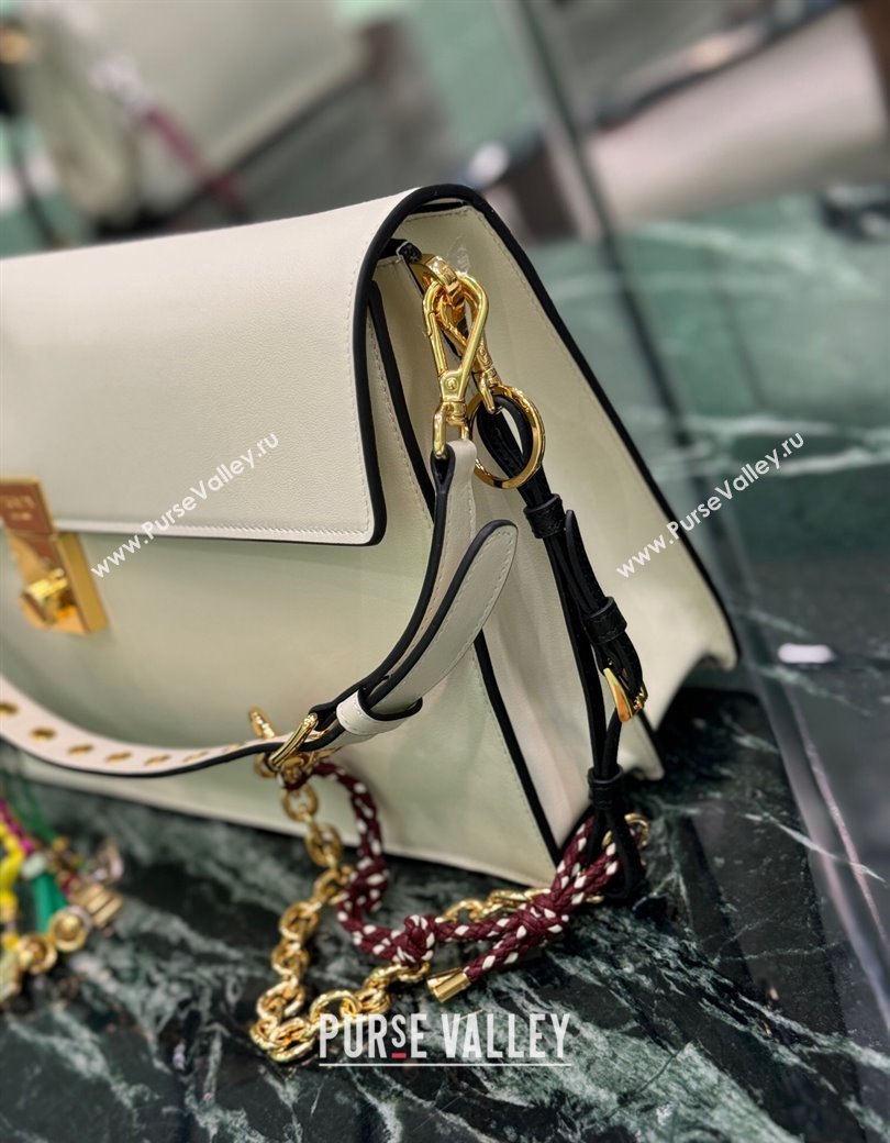 Prada Soft Sound large leather shoulder bag with charms White 2024 1BD378 (YZ-241213063)