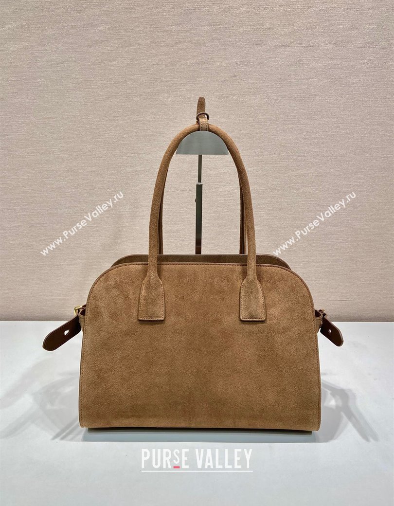 Prada Medium suede tote bag Caramel Brown 2024 1BG538 (YZ-241213064)