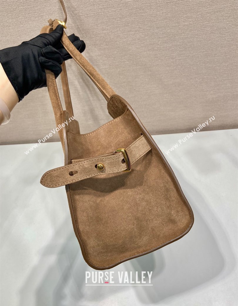 Prada Medium suede tote bag Caramel Brown 2024 1BG538 (YZ-241213064)