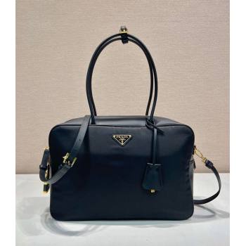 Prada Large Re-Nylon and leather top-handle bag with padlock black 2024 1BB131 (YZ-241213065)