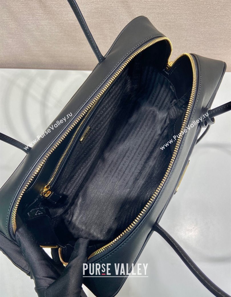 Prada Large Re-Nylon and leather top-handle bag with padlock black 2024 1BB131 (YZ-241213065)