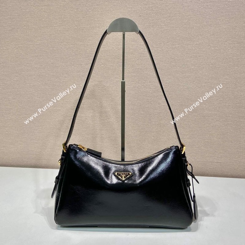 Prada Aimee medium naplak leather shoulder bag Black 2024 1BC229 (YZ-241213068)