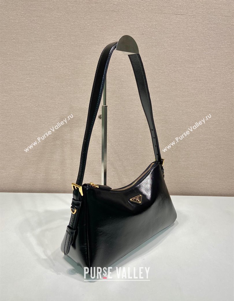 Prada Aimee medium naplak leather shoulder bag Black 2024 1BC229 (YZ-241213068)