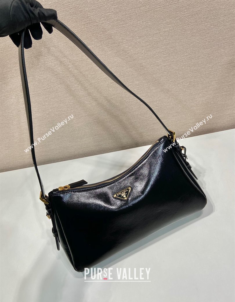 Prada Aimee medium naplak leather shoulder bag Black 2024 1BC229 (YZ-241213068)