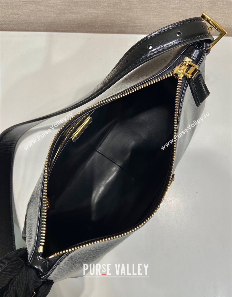 Prada Aimee medium naplak leather shoulder bag Black 2024 1BC229 (YZ-241213068)