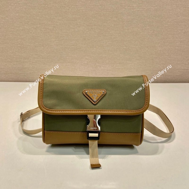 Prada Mens Re-Nylon and leather smartphone case mini bag Military Green 2024 2ZH108 (YZ-241213070)