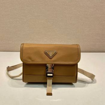 Prada Mens Re-Nylon and leather smartphone case mini bag Cork Beige 2024 2ZH108 (YZ-241213071)