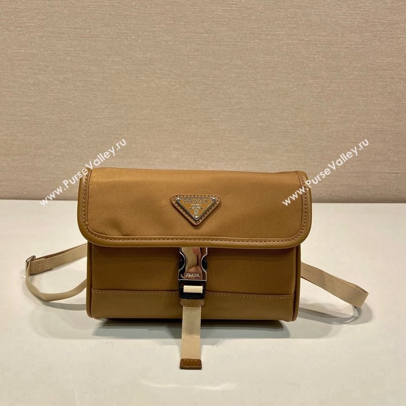 Prada Mens Re-Nylon and leather smartphone case mini bag Cork Beige 2024 2ZH108 (YZ-241213071)