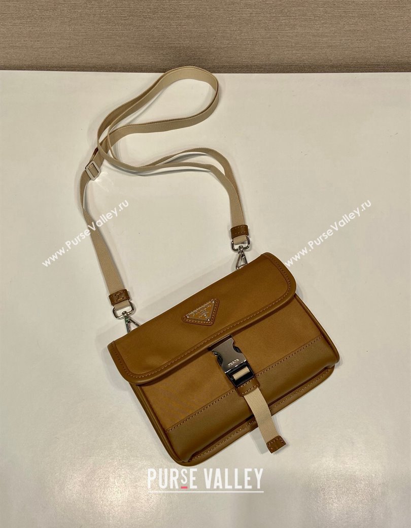 Prada Mens Re-Nylon and leather smartphone case mini bag Cork Beige 2024 2ZH108 (YZ-241213071)