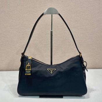 Prada Aimee large Re-Nylon and leather shoulder bag with padlock black 2024 1BC232 (YZ-241213074)