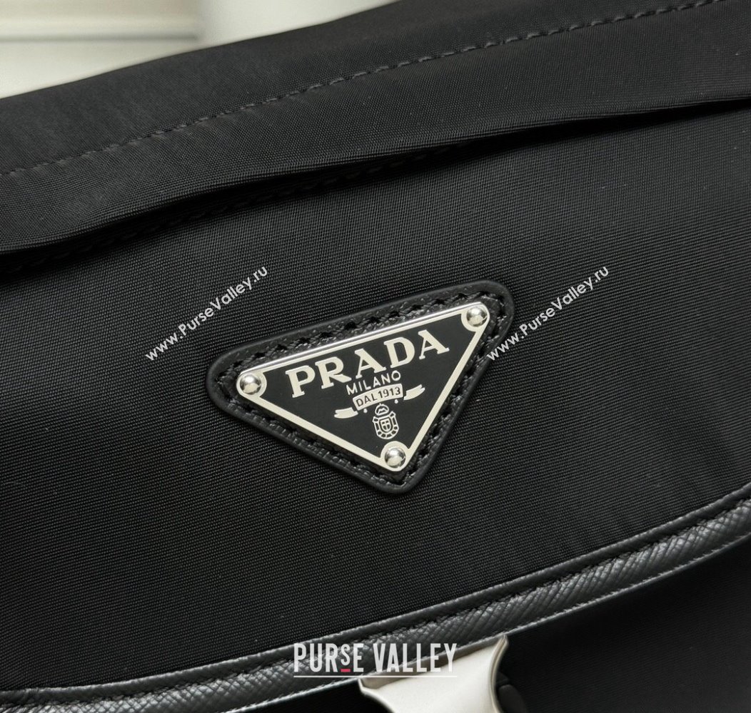 Prada Mens Re-Nylon and Saffiano leather shoulder bag 2VD070 Black 2024 (YZ-241213077)