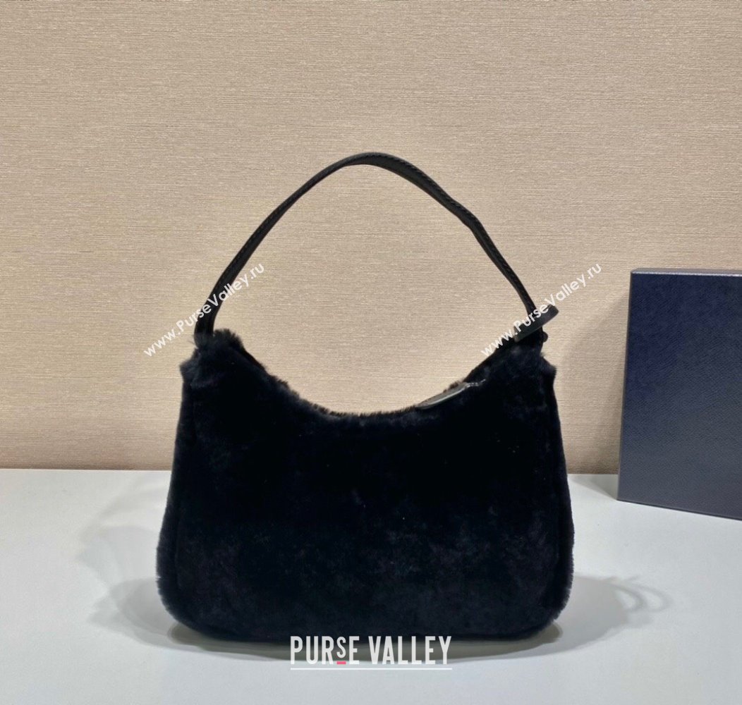 Prada Re-Edition 2000 Fur Hobo Mini bag 1NE515 Black 2024 1213 (YZ-241213082)