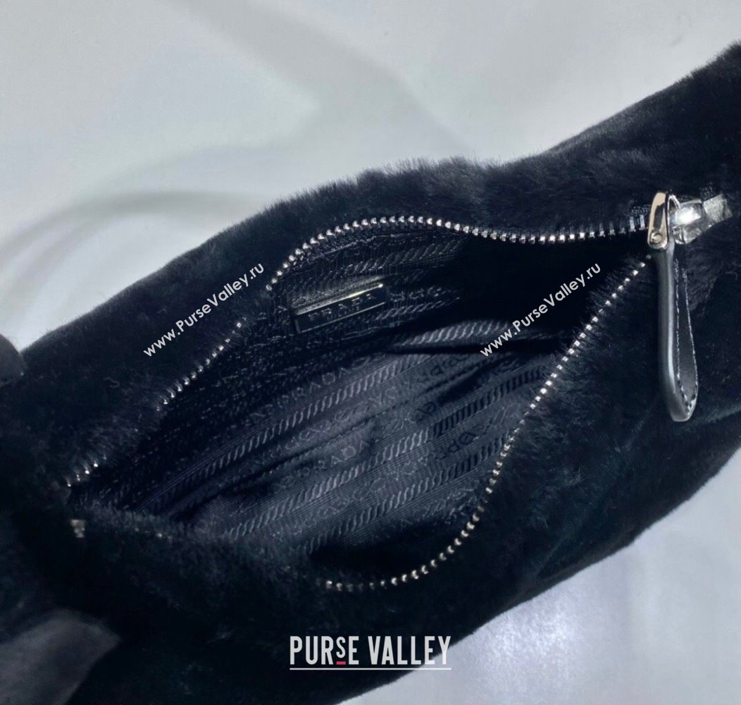 Prada Re-Edition 2000 Fur Hobo Mini bag 1NE515 Black 2024 1213 (YZ-241213082)