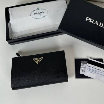 Prada Large Saffiano leather wallet black/gold triangle 2024 1ML009 (YZ-241213038)