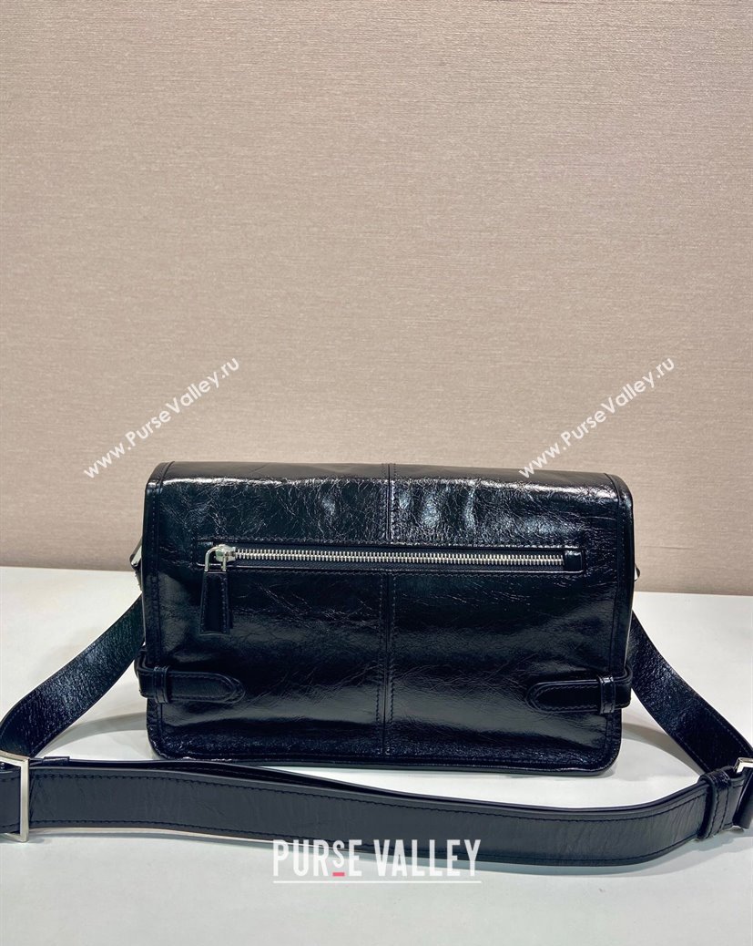 Prada Mens Oil Leather shoulder bag Black 2024 2VD073 (YZ-241213096)