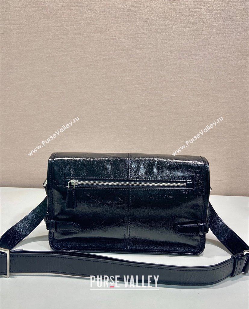 Prada Mens Oil Leather shoulder bag Black 2024 2VD073 (YZ-250407033)