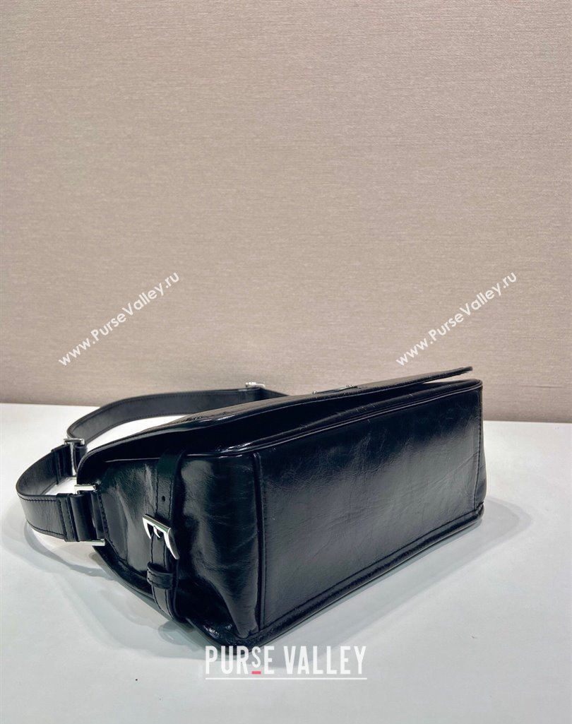 Prada Mens Oil Leather shoulder bag Black 2024 2VD073 (YZ-250407033)