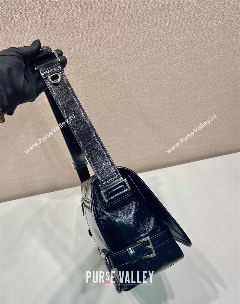 Prada Mens Oil Leather shoulder bag Black 2024 2VD073 (YZ-250407033)