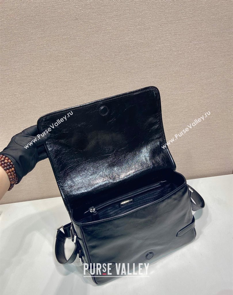 Prada Mens Oil Leather shoulder bag Black 2024 2VD073 (YZ-250407033)