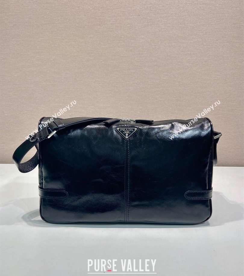 Prada Mens Oil Leather shoulder bag Black 2024 2VH187 (YZ-241213097)