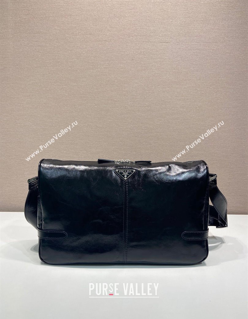 Prada Mens Oil Leather shoulder bag Black 2024 2VH187 (YZ-241213097)