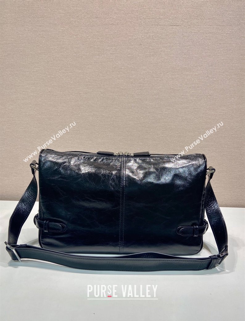 Prada Mens Oil Leather shoulder bag Black 2024 2VH187 (YZ-241213097)