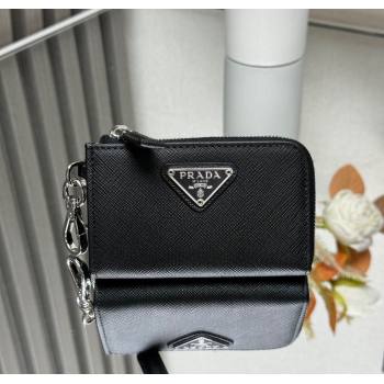 Prada Saffiano Leather Key Pouch Charm Black 2024 1TT085 (YZ-241213090)