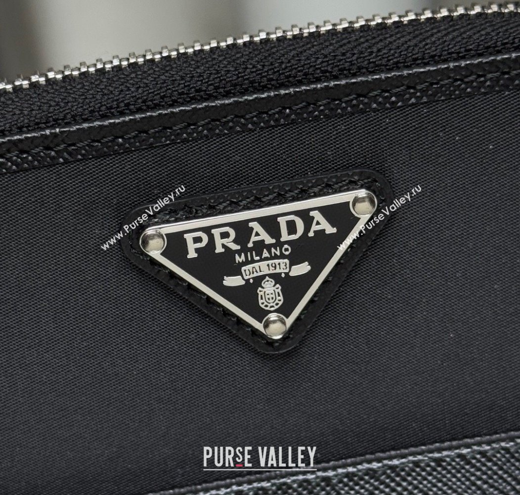 Prada Mens Re-Nylon and Saffiano leather coin purse wallet black 2024 2MR039 (YZ-241213091)