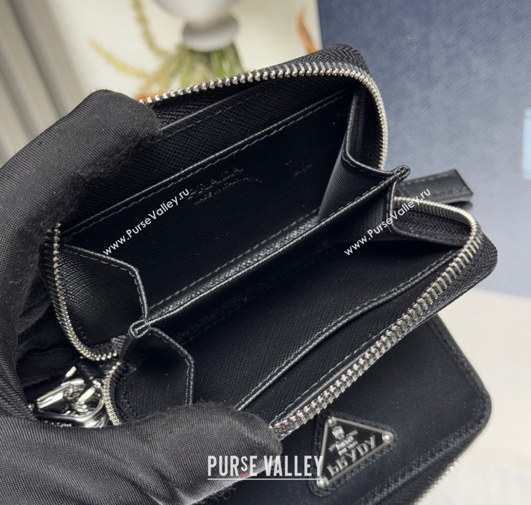 Prada Mens Re-Nylon and Saffiano leather coin purse wallet black 2024 2MR039 (YZ-241213091)