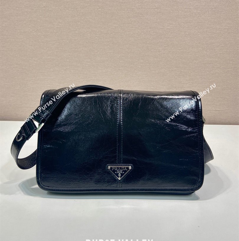 Prada Mens Oil Leather shoulder bag Black 2024 2VD073 (YZ-250407033)