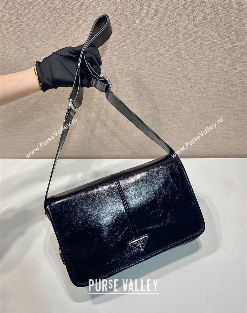 Prada Mens Oil Leather shoulder bag Black 2024 2VD073 (YZ-250407033)