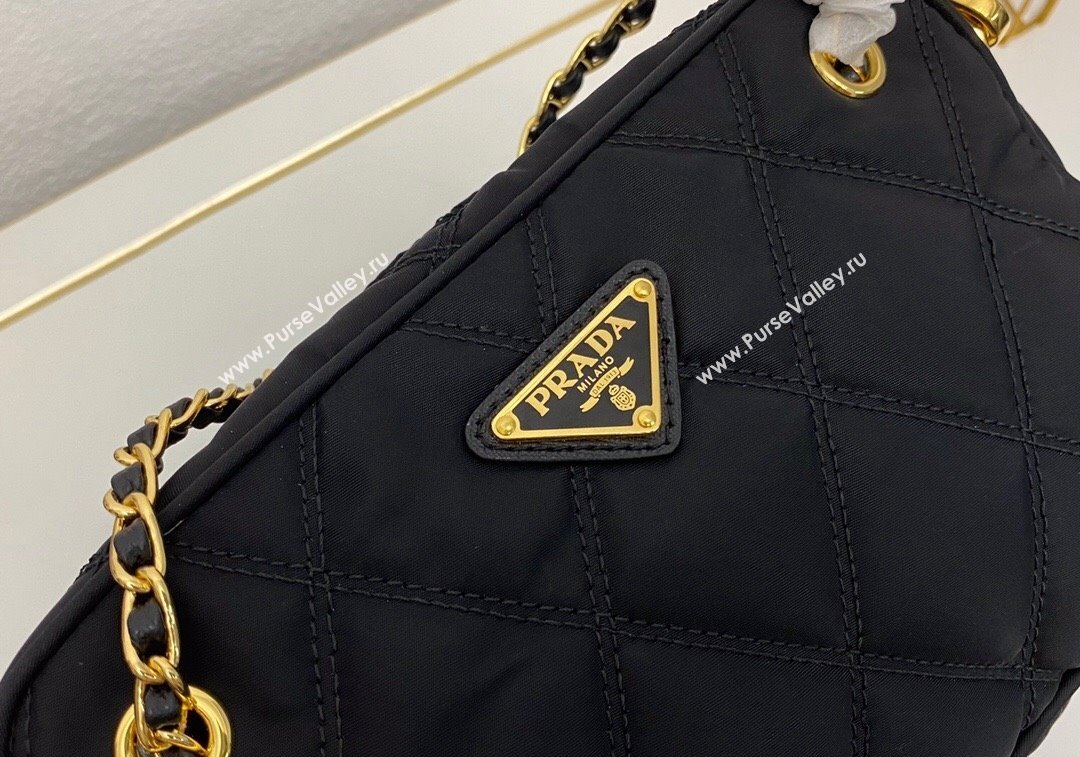 Prada Quilted nylon shoulder bag 1BG910 Black 2024 (nana-241213103)