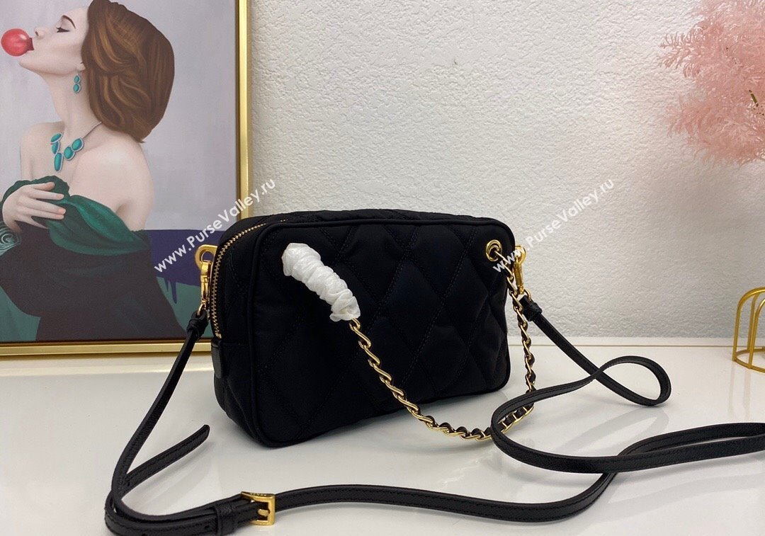 Prada Quilted nylon shoulder bag 1BG910 Black 2024 (nana-241213103)