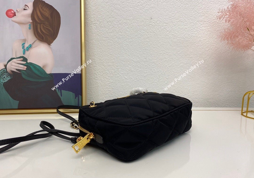 Prada Quilted nylon shoulder bag 1BG910 Black 2024 (nana-241213103)