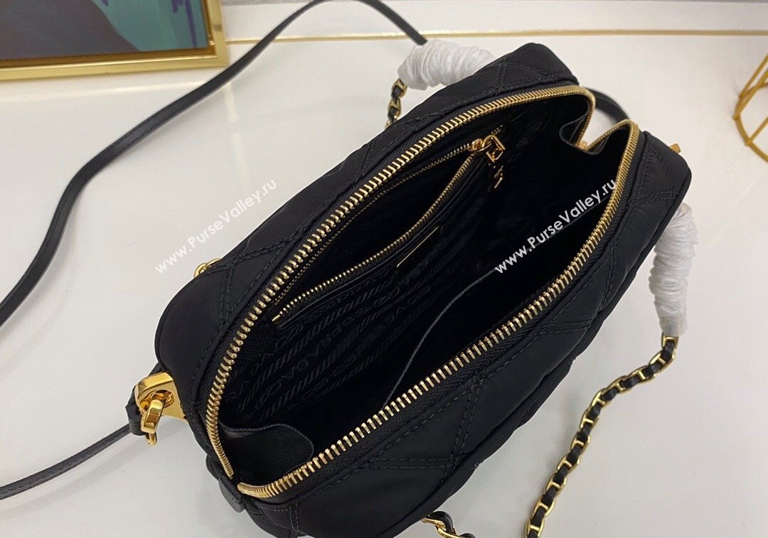 Prada Quilted nylon shoulder bag 1BG910 Black 2024 (nana-241213103)