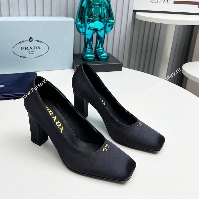 Prada Satin high heeled pumps 9cm Black 2024 1I838N (MD-241227021)