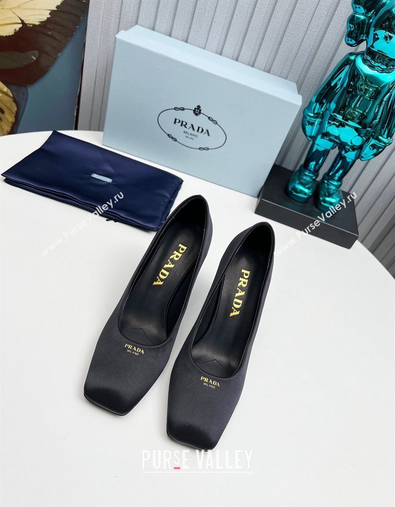 Prada Satin high heeled pumps 9cm Black 2024 1I838N (MD-241227021)