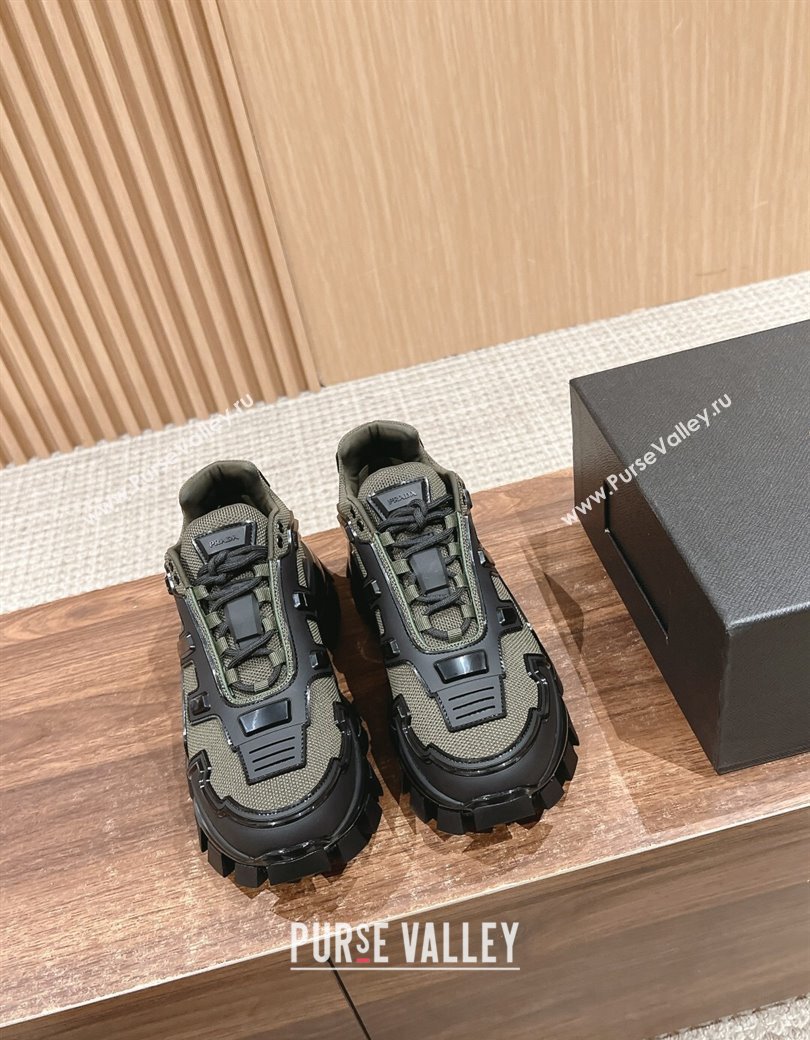 Prada Mens Cloudbust Thunder Sneakers in Knit and Rubber Green 2024 (KL-241227112)