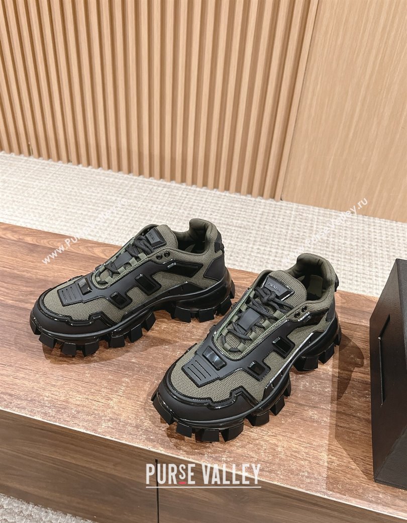 Prada Mens Cloudbust Thunder Sneakers in Knit and Rubber Green 2024 (KL-241227112)