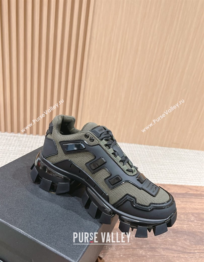 Prada Mens Cloudbust Thunder Sneakers in Knit and Rubber Green 2024 (KL-241227112)