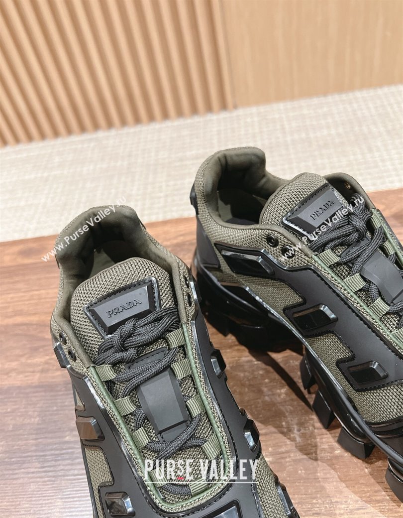 Prada Mens Cloudbust Thunder Sneakers in Knit and Rubber Green 2024 (KL-241227112)