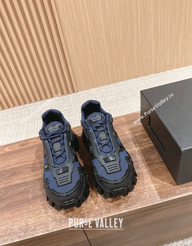 Prada Mens Cloudbust Thunder Sneakers in Knit and Rubber Dark Blue 2024 (KL-241227113)