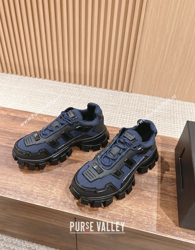 Prada Mens Cloudbust Thunder Sneakers in Knit and Rubber Dark Blue 2024 (KL-241227113)