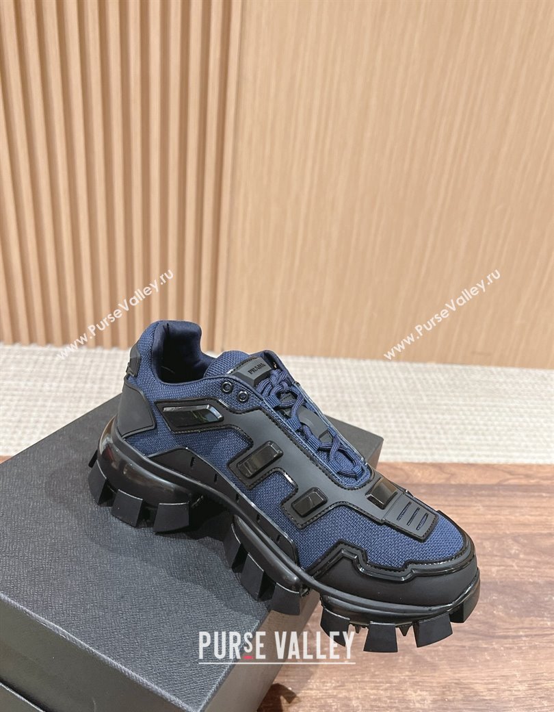 Prada Mens Cloudbust Thunder Sneakers in Knit and Rubber Dark Blue 2024 (KL-241227113)