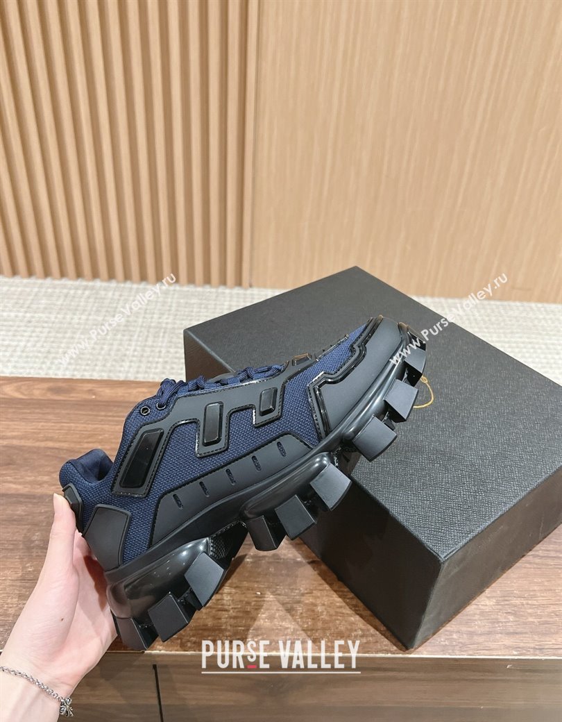 Prada Mens Cloudbust Thunder Sneakers in Knit and Rubber Dark Blue 2024 (KL-241227113)