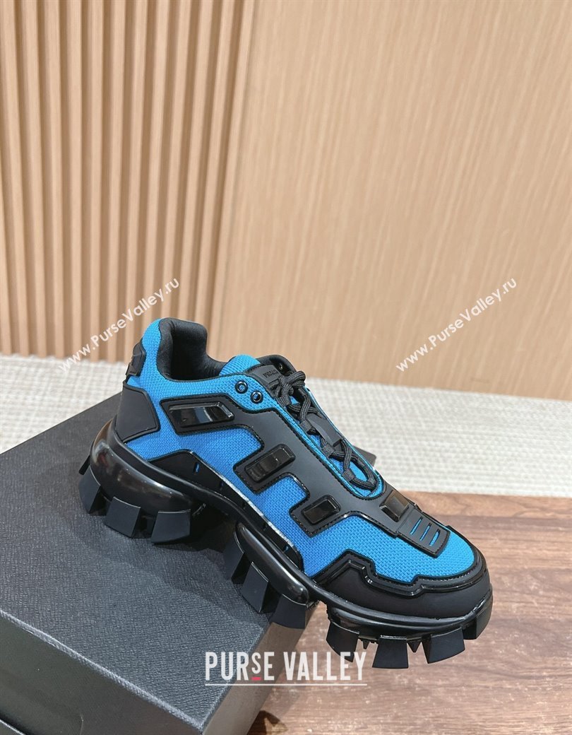 Prada Mens Cloudbust Thunder Sneakers in Knit and Rubber Light Blue 2024 (KL-241227114)